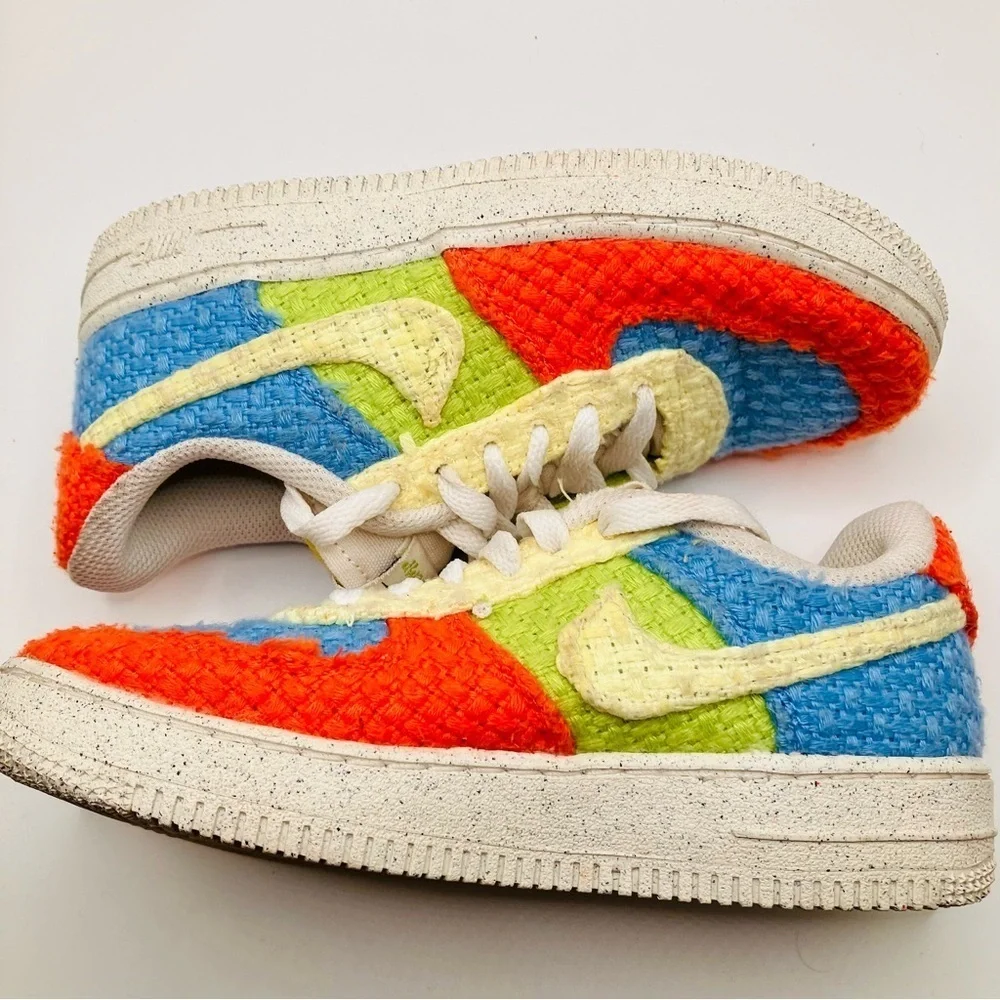Nike Air Force 1 LV8 NNGS Knitted Hemp Blue Citron Orange multi color youth 1.5
